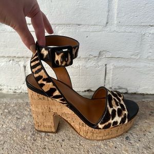 Sarto Cork, Cheetah Wrap Around Heel